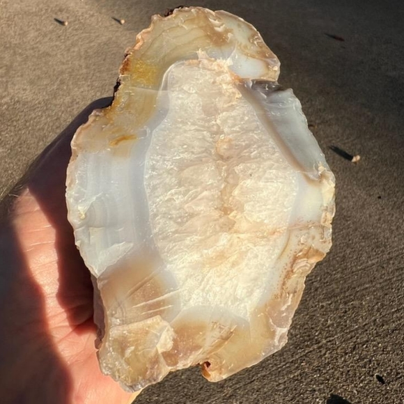 Stunning Multi-Color Druzy Banded Agate Chalcedony with Quartz Crystal Center - Picture 5 of 6